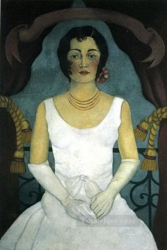 Retrato de una mujer de blanco feminismo Frida Kahlo Pinturas al óleo